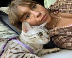 She is a cat lover and also adopted one whom she calls her best friend.